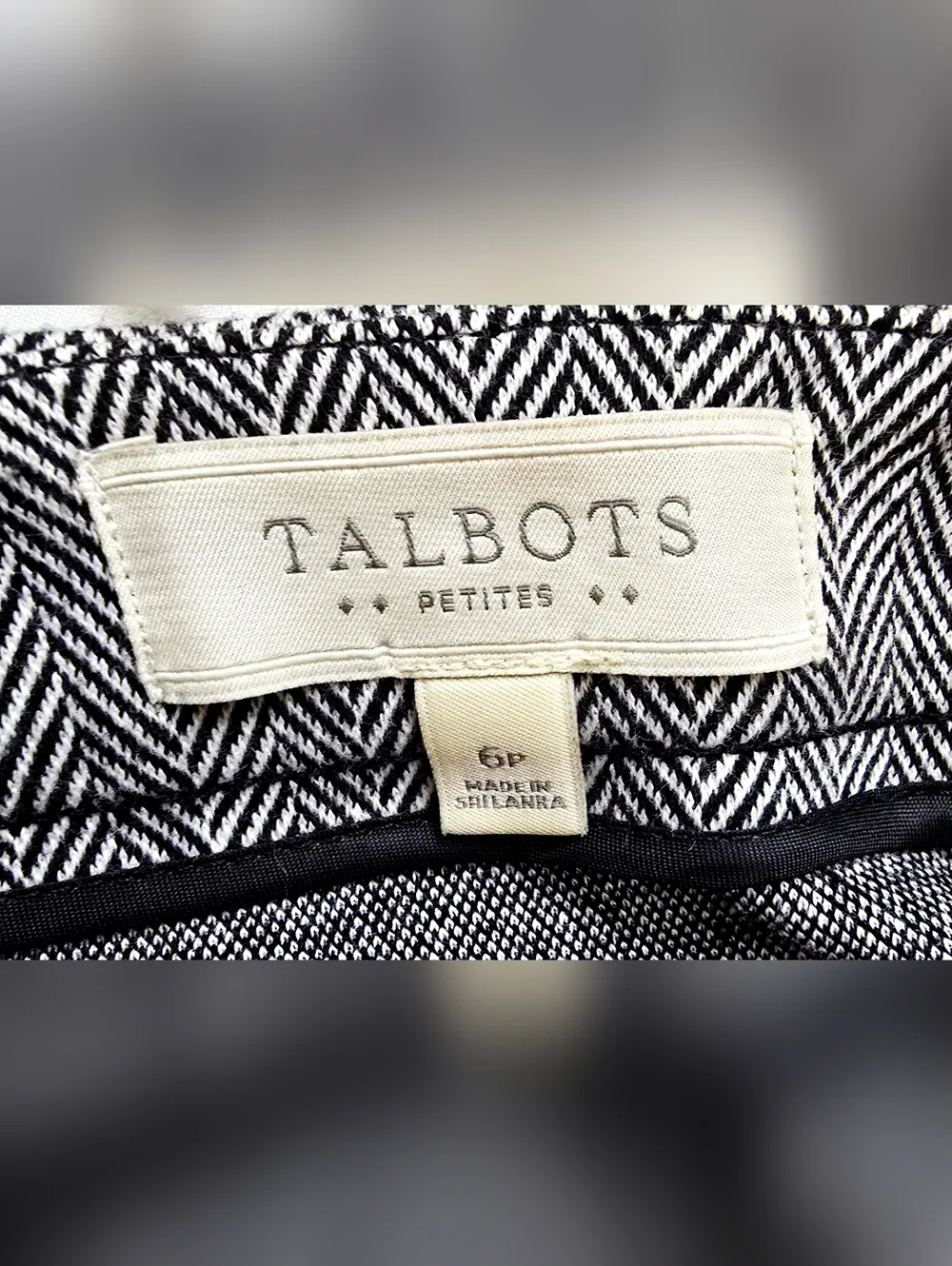 Talbots Herringbone Pencil Skirt Petite 6 Gray Work Office Career